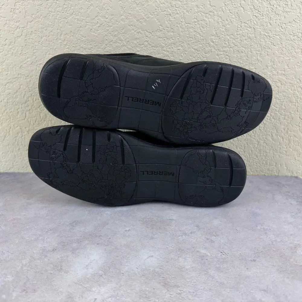 Merrell Shoes Mens Size 14 World Vue Lace-Up Black Nubuck Leather J94019